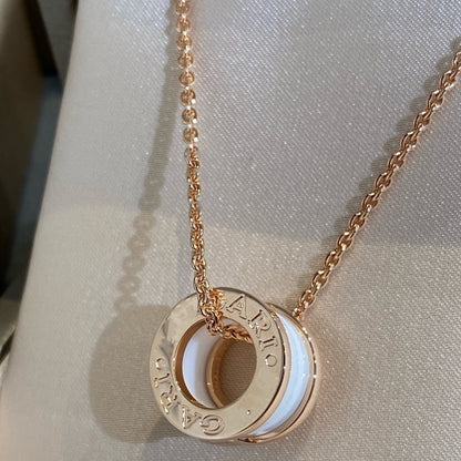 [Lucas Jewelry]ZERO 1 WHITE CERAMIC PINK GOLD NECKLACE