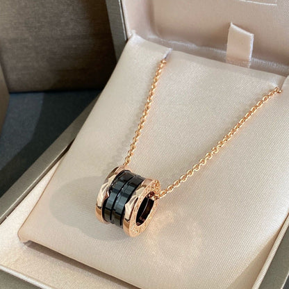 [Lucas Jewelry]ZERO 1 BLACK CERAMIC PINK GOLD NECKLACE