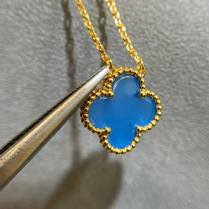 [Lucas Jewelry]CLOVER 15MM BLUE AGATE NECKLACE