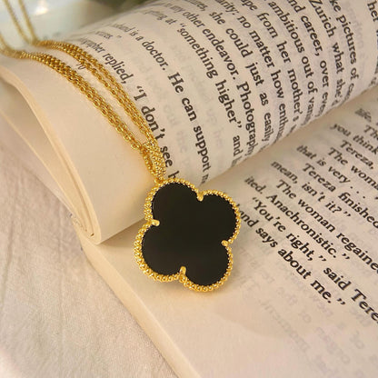 [Lucas Jewelry]CLOVER 25MM NECKLACE GOLD ONYX