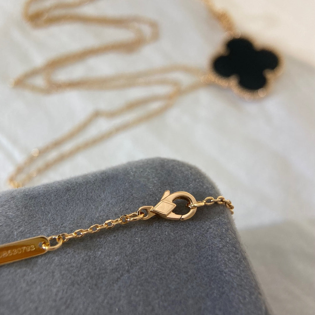 [Lucas Jewelry]CLOVER 25MM NECKLACE GOLD ONYX