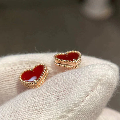 [Lucas Jewelry]HEART CARNELIAN STUD EARRINGS