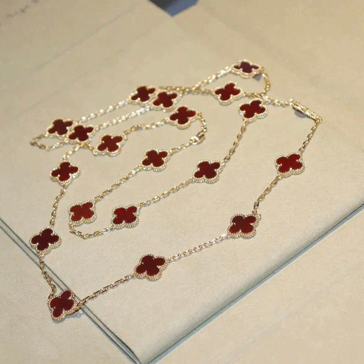 [Lucas Jewelry]CLOVER 20 MOTIFS CARNELIAN NECKLACE