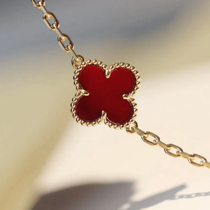 [Lucas Jewelry]CLOVER 20 MOTIFS CARNELIAN NECKLACE