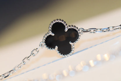 [Lucas Jewelry]CLOVER 20 MOTIFS ONYX DIAMOND SILVER