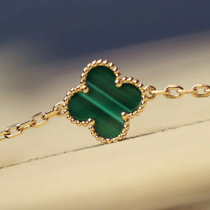 [Lucas Jewelry]CLOVER 20 MOTIFS MALACHITE DIAMOND NECKLACE