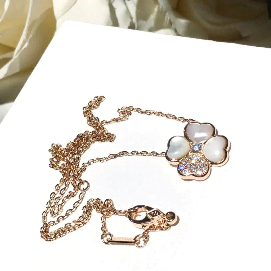 [Lucas Jewelry]CLOVER MOP DIAMOND ROSE GOLD NECKLACE