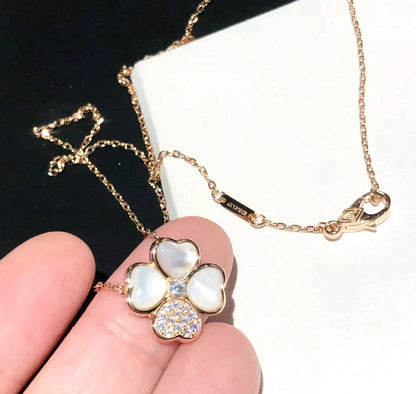 [Lucas Jewelry]CLOVER MOP DIAMOND ROSE GOLD NECKLACE