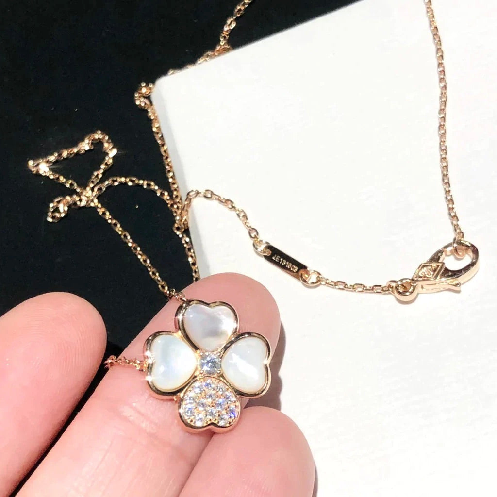 [Lucas Jewelry]CLOVER MOP DIAMOND ROSE GOLD NECKLACE