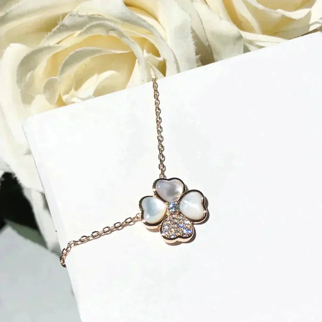 [Lucas Jewelry]CLOVER MOP DIAMOND ROSE GOLD NECKLACE