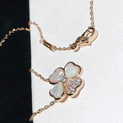 [Lucas Jewelry]CLOVER MOP DIAMOND ROSE GOLD NECKLACE