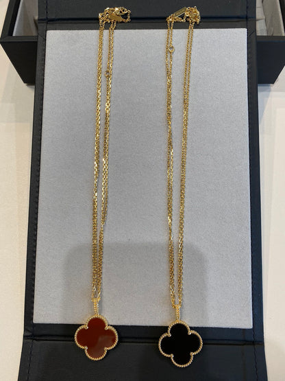 [Lucas Jewelry]CLOVER 25MM NECKLACE GOLD CARNELIAN