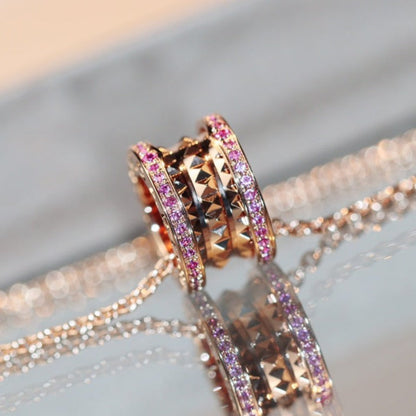 [Lucas Jewelry]ZERO 1 ROCK PINK GOLD PINK DIAMOND NECKLACE