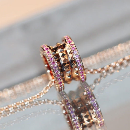 [Lucas Jewelry]ZERO 1 ROCK PINK GOLD PINK DIAMOND NECKLACE