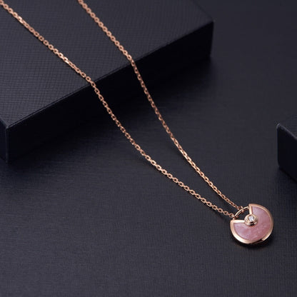 [Lucas Jewelry]AMULETTE ROSE GOLD PINK MOP NECKLACE