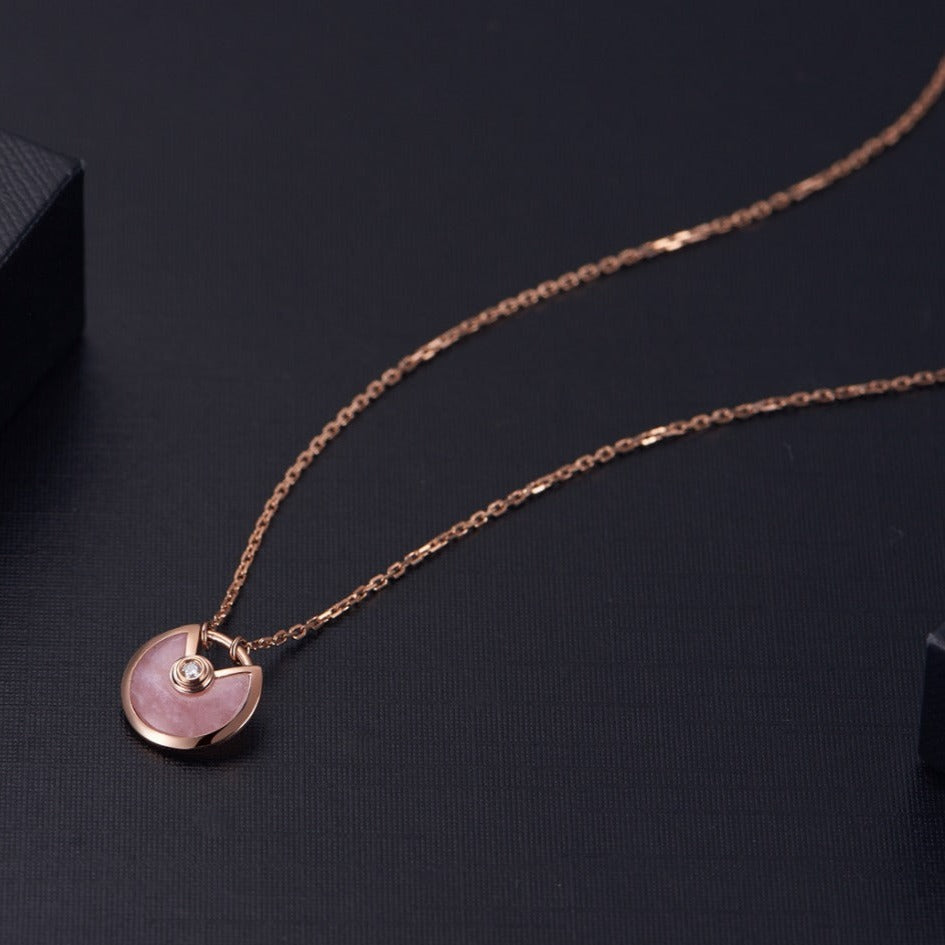 [Lucas Jewelry]AMULETTE ROSE GOLD PINK MOP NECKLACE