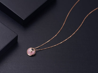 [Lucas Jewelry]AMULETTE ROSE GOLD PINK MOP NECKLACE