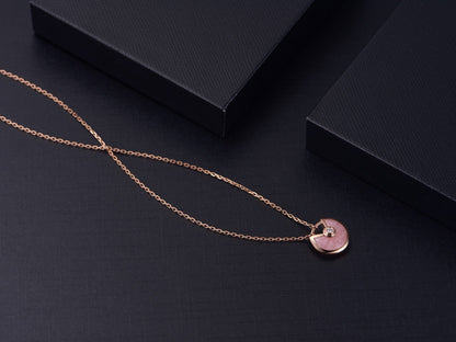 [Lucas Jewelry]AMULETTE ROSE GOLD PINK MOP NECKLACE