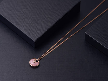 [Lucas Jewelry]AMULETTE ROSE GOLD PINK MOP NECKLACE