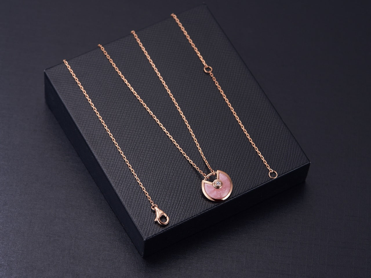 [Lucas Jewelry]AMULETTE ROSE GOLD PINK MOP NECKLACE