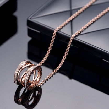 [Lucas Jewelry]ZERO 1 PINK GOLD DIAMOND OPEN NECKLACE