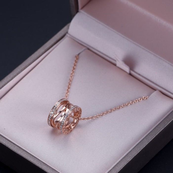 [Lucas Jewelry]ZERO 1 PINK GOLD DIAMOND OPEN NECKLACE