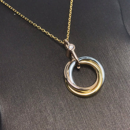 [Lucas Jewelry]TRINITY SILVER GOLD PINK GOLD NECKLACE