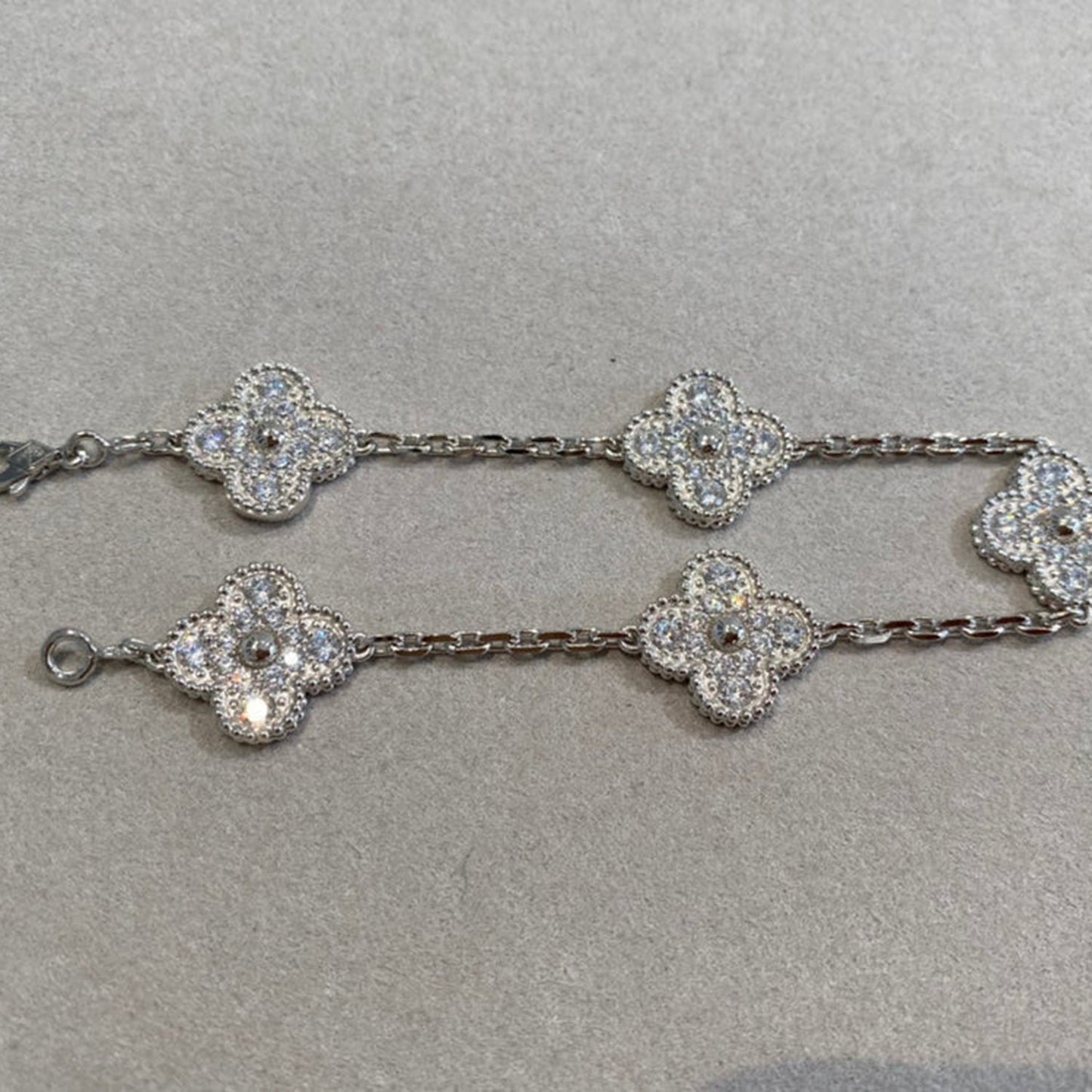 [Lucas Jewelry]CLOVER 5 MOTIFS  DIAMOND BRACELET SILVER