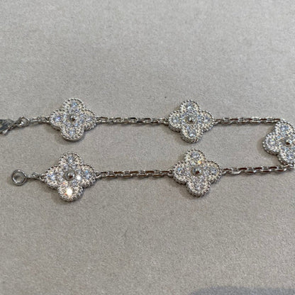 [Lucas Jewelry]CLOVER 5 MOTIFS  DIAMOND BRACELET SILVER