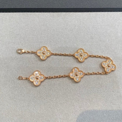 [Lucas Jewelry]CLOVER 5 MOTIFS  FULL DIAMOND BRACELET