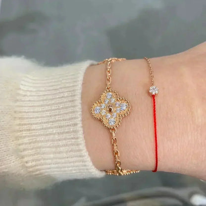 [Lucas Jewelry]CLOVER 5 MOTIFS  FULL DIAMOND BRACELET