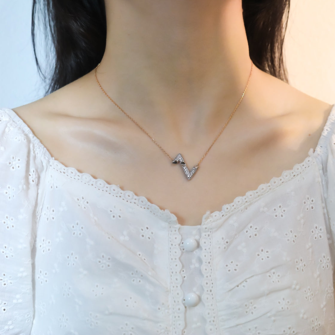 [Lucas Jewelry]VOLT SILVER DIAMOND PEDANT NECKLACE