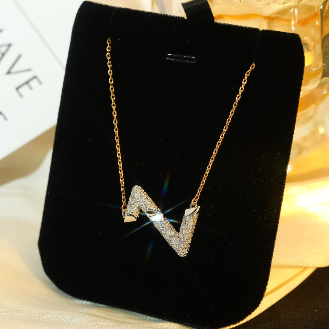 [Lucas Jewelry]VOLT SILVER DIAMOND PEDANT NECKLACE