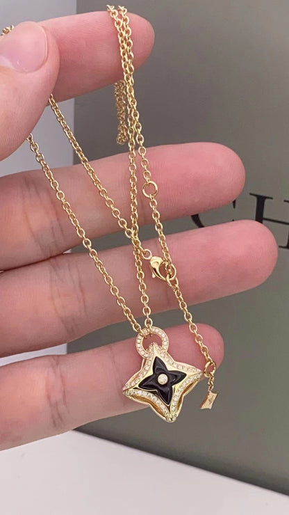 [Lucas Jewelry]STAR PEDANT PINK GOLD DIAMOND NECKLACE