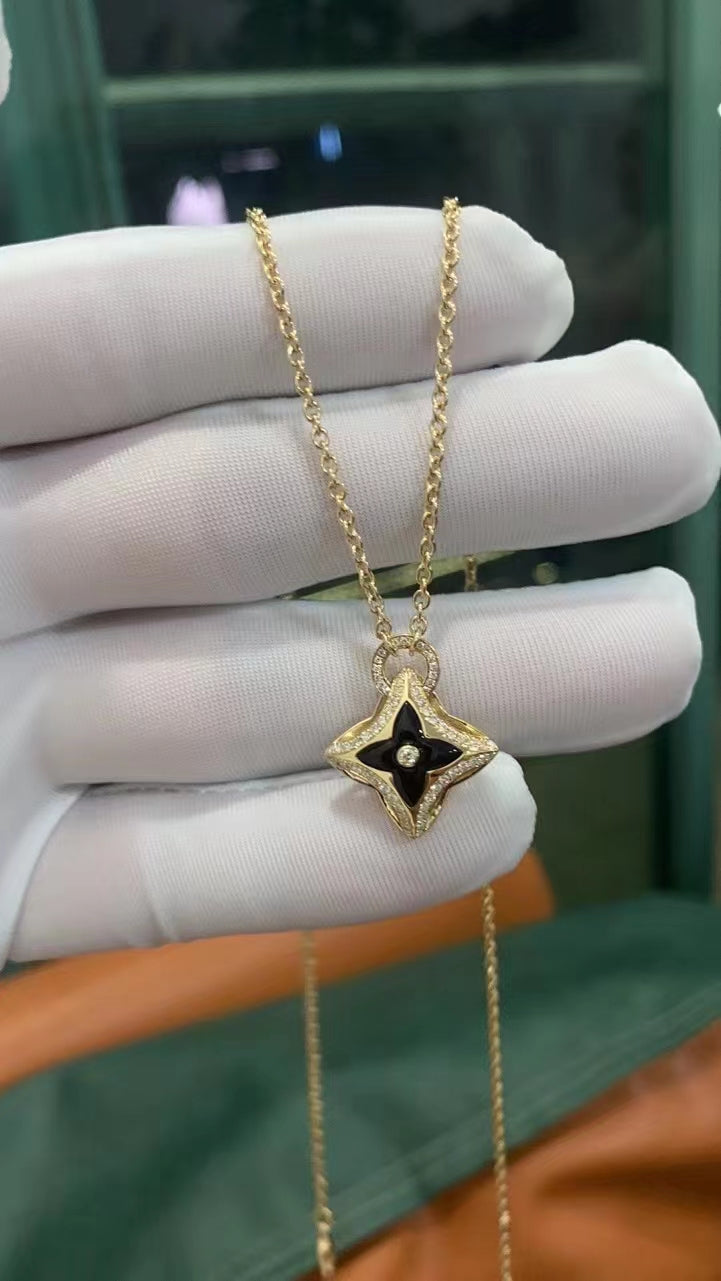 [Lucas Jewelry]STAR PEDANT PINK GOLD DIAMOND NECKLACE