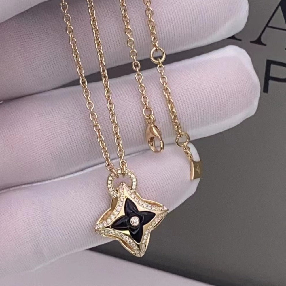 [Lucas Jewelry]STAR PEDANT PINK GOLD DIAMOND NECKLACE