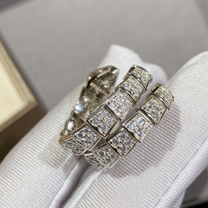 [Lucas Jewelry]SERPENTI DOUBLE RING SILVER DIAMOND PAVED