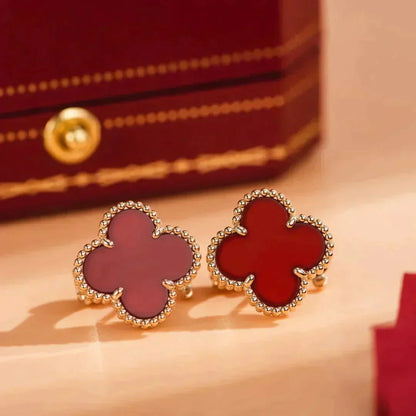 [Lucas Jewelry]CLOVER MEDIUM 1 MOTIFS CARNELIAN  EARRINGS