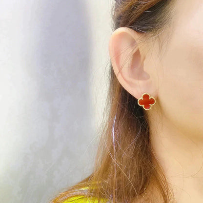 [Lucas Jewelry]CLOVER MEDIUM 1 MOTIFS CARNELIAN  EARRINGS