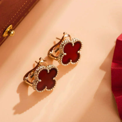 [Lucas Jewelry]CLOVER MEDIUM 1 MOTIFS CARNELIAN  EARRINGS