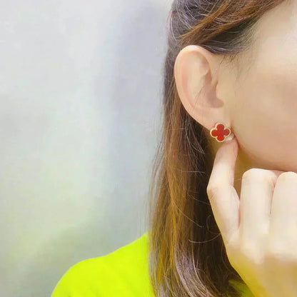 [Lucas Jewelry]CLOVER MEDIUM 1 MOTIFS CARNELIAN  EARRINGS