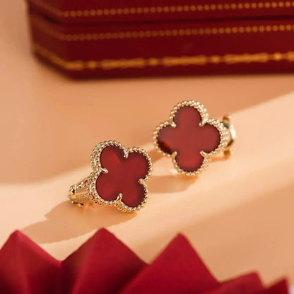 [Lucas Jewelry]CLOVER MEDIUM 1 MOTIFS CARNELIAN  EARRINGS