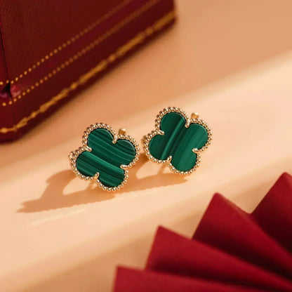 [Lucas Jewelry]CLOVER MEDIUM 1 MOTIFS MALACHITE  EARRINGS