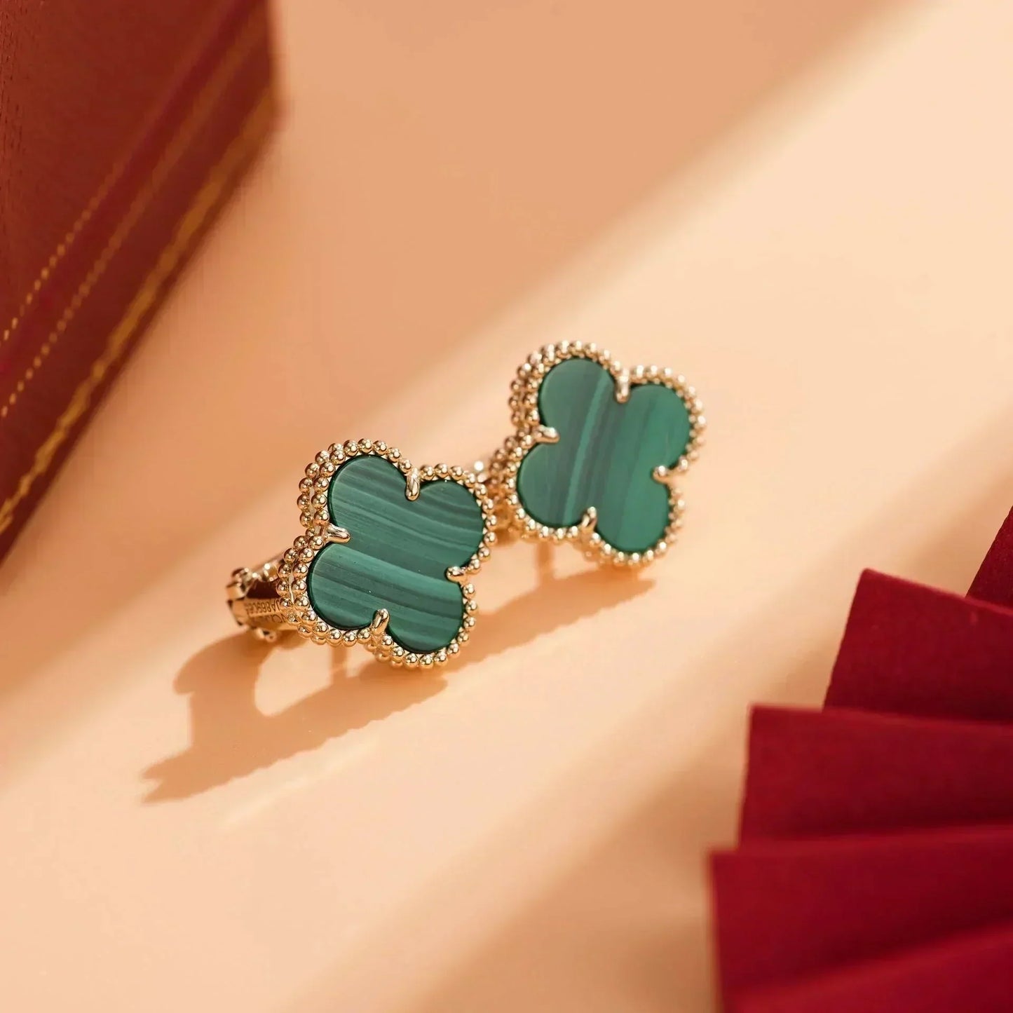 [Lucas Jewelry]CLOVER MEDIUM 1 MOTIFS MALACHITE  EARRINGS