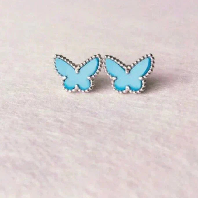 [Lucas Jewelry]BUTTERFLY TURQUOISE EARRINGS SILVER