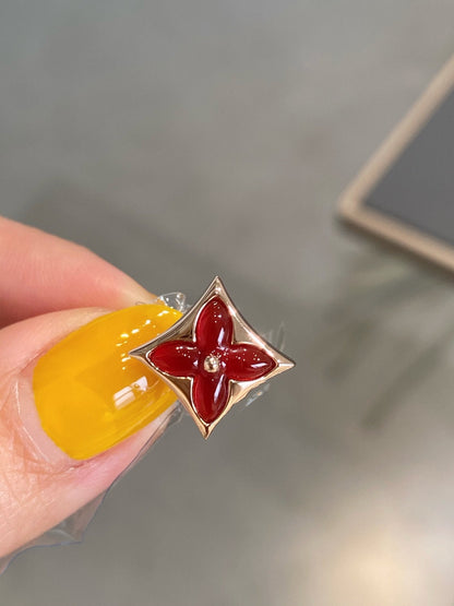 [Lucas Jewelry]STAR AND SUN PINK GOLD CARNELIAN STUD EARRINGS