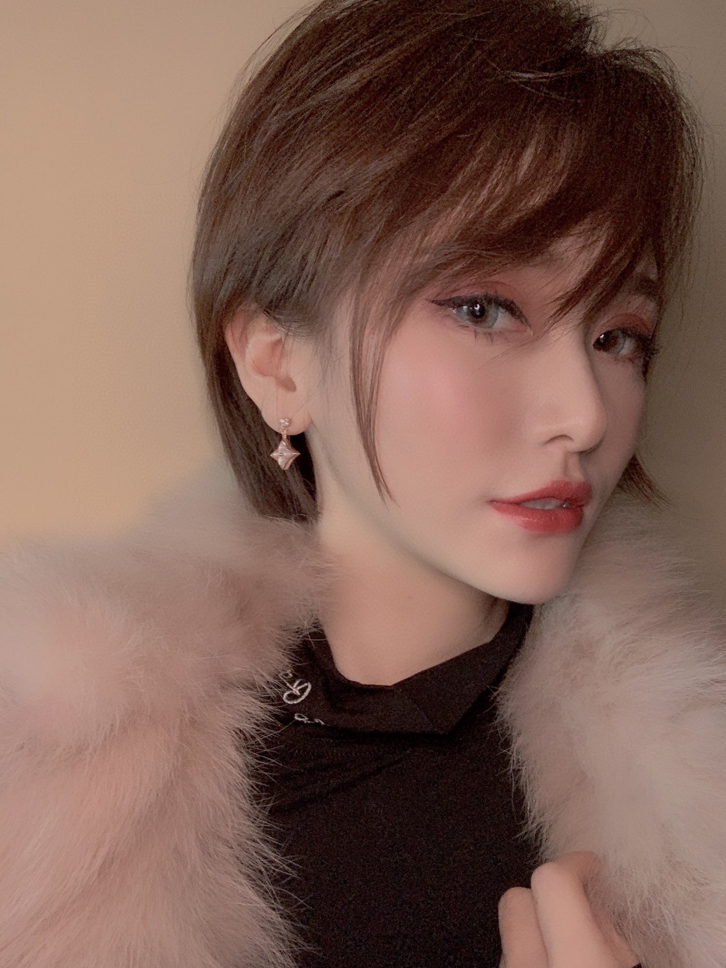 [Lucas Jewelry]DOUBLE STAR PINK GOLD MOP DROP EARRINGS