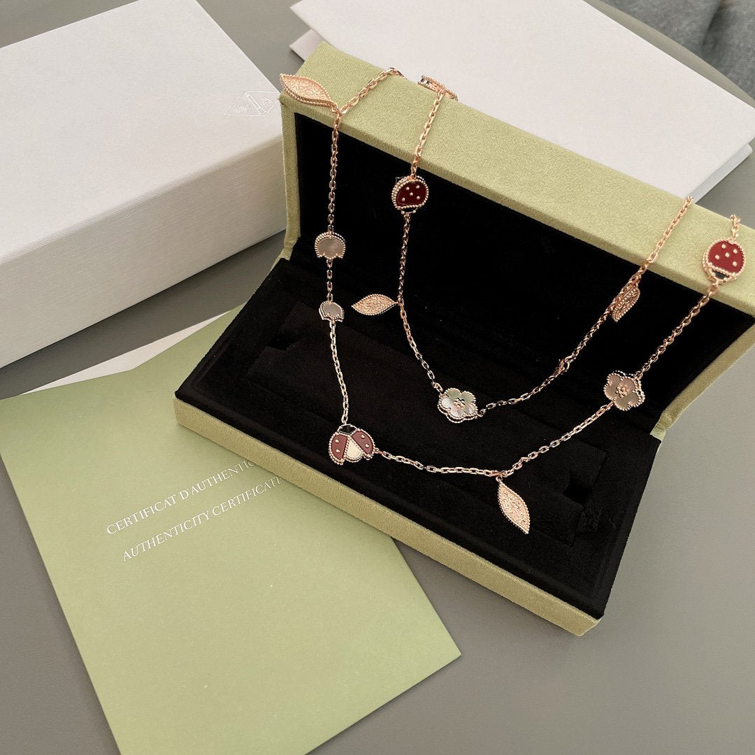 [Lucas Jewelry]LUCKY SPRING 15 MOTIFS ROSE GOLD NECKLACE