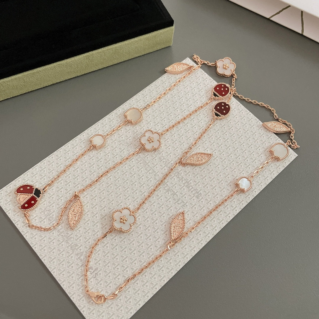 [Lucas Jewelry]LUCKY SPRING 15 MOTIFS ROSE GOLD NECKLACE