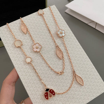 [Lucas Jewelry]LUCKY SPRING 15 MOTIFS ROSE GOLD NECKLACE